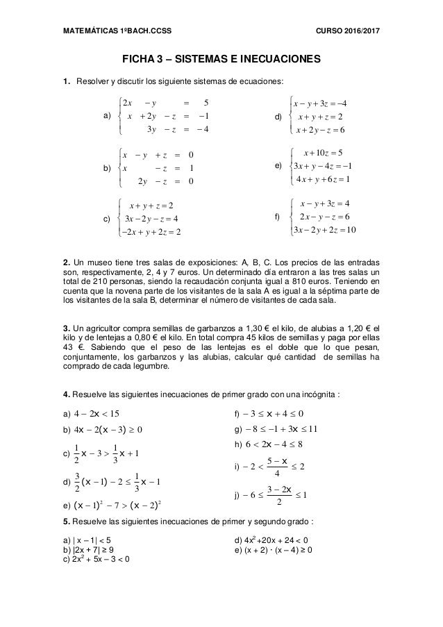 Inecuaciones de primer grado (Fichas de matemáticas) (Spanish Edition)